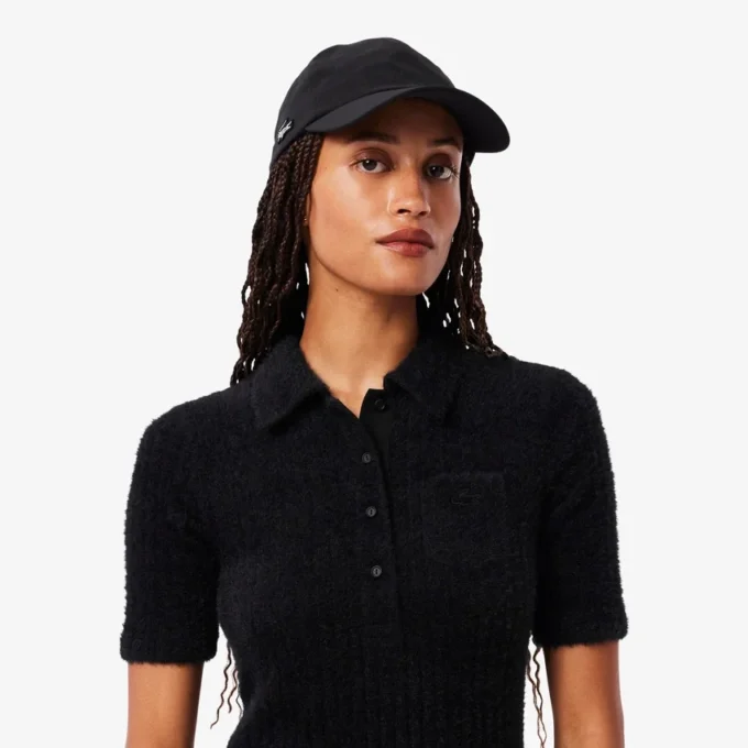 Abito da donna con collo a polo in maglia a coste morbida Abito da donna con collo a polo in maglia a coste morbida