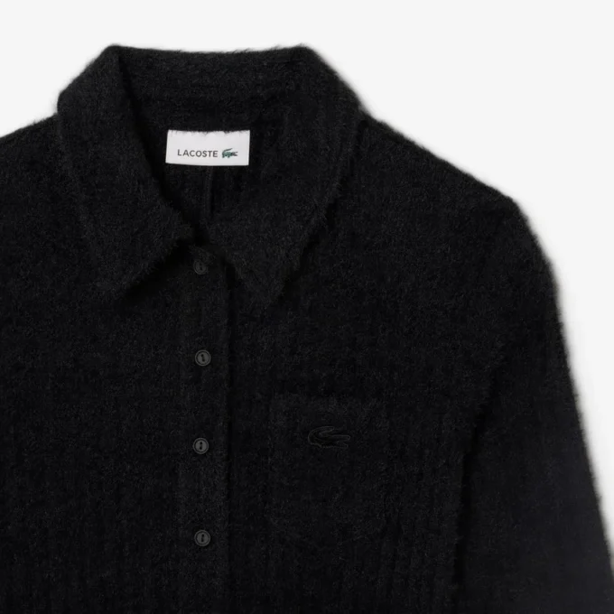 Abito da donna con collo a polo in maglia a coste morbida Abito da donna con collo a polo in maglia a coste morbida