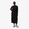 Abito da donna slim fit in cotone a costine con collo a polo Abito da donna slim fit in cotone a costine con collo a polo