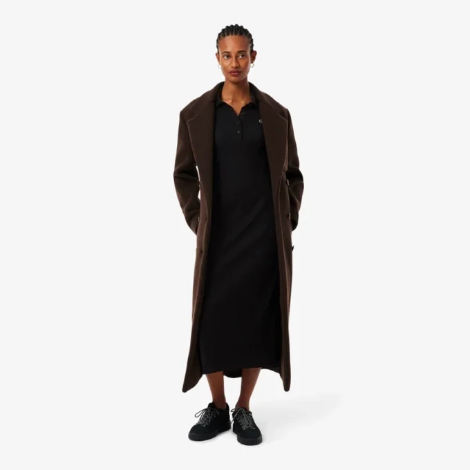 Abito da donna slim fit in cotone a costine con collo a polo Abito da donna slim fit in cotone a costine con collo a polo