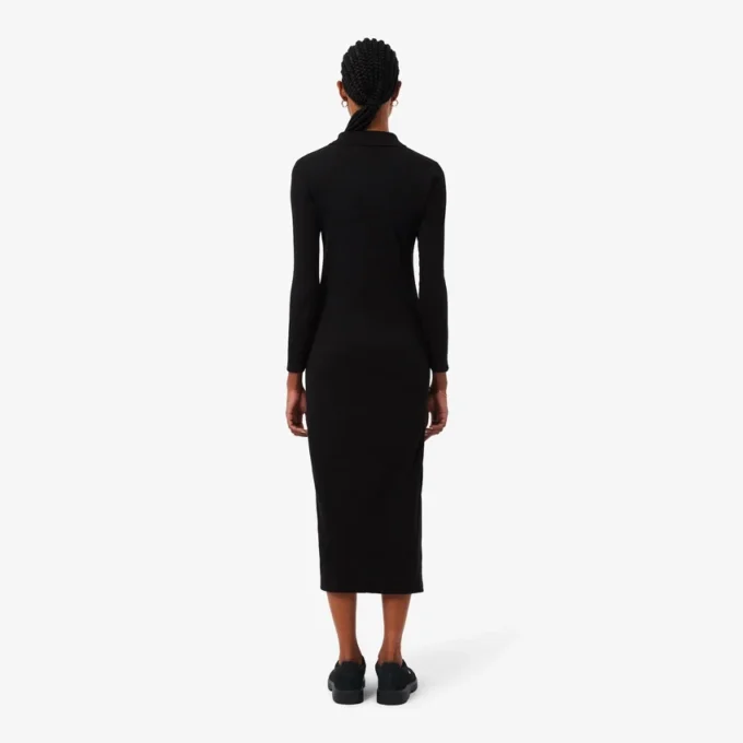 Abito da donna slim fit in cotone a costine con collo a polo Abito da donna slim fit in cotone a costine con collo a polo
