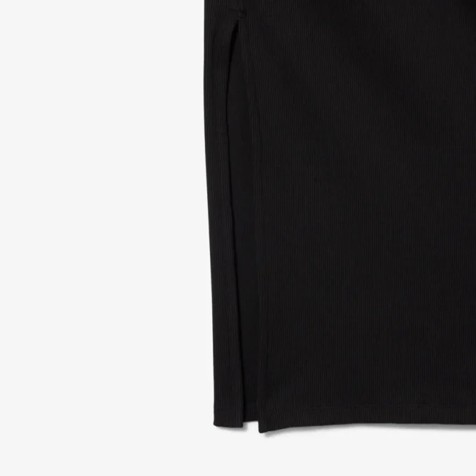 Abito da donna slim fit in cotone a costine con collo a polo Abito da donna slim fit in cotone a costine con collo a polo