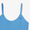 Abito lungo a spalline in cotone a coste Abito lungo a spalline in cotone a coste
