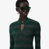 Abito lungo con colletto polo e motivo pointelle da passerella Abito lungo con colletto polo e motivo pointelle da passerella