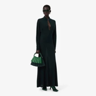Abito lungo in seta con colletto Polo Runway