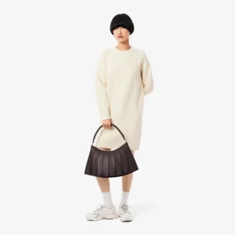 Abito-maglione da donna in lana con effetto patchwork