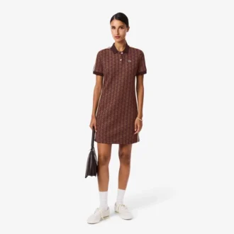 Abito polo da donna slim fit con monogramma