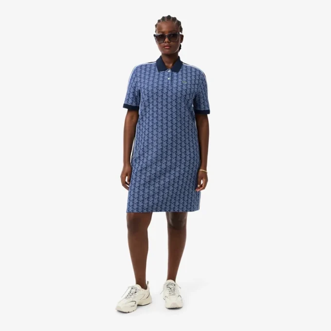 Abito polo da donna slim fit con monogramma Abito polo da donna slim fit con monogramma