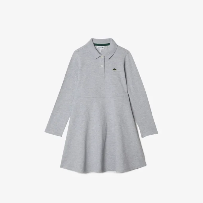 Abito polo in piqué elasticizzato a maniche lunghe per bambini Abito polo in piqué elasticizzato a maniche lunghe per bambini