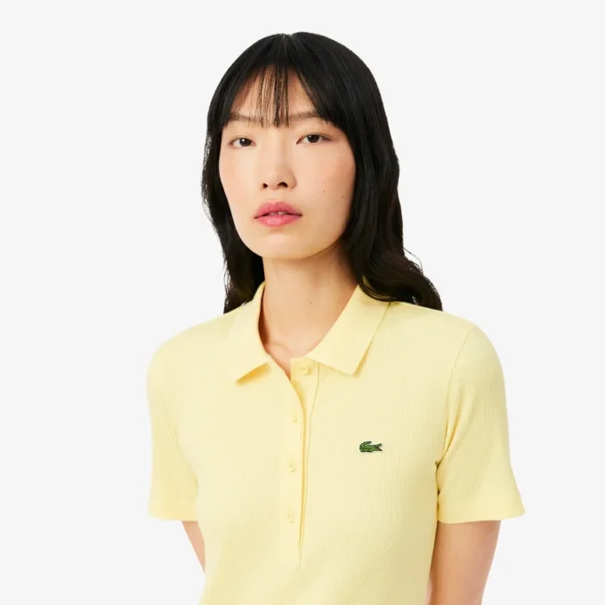 Abito polo lungo da donna in cotone a costine Abito polo lungo da donna in cotone a costine