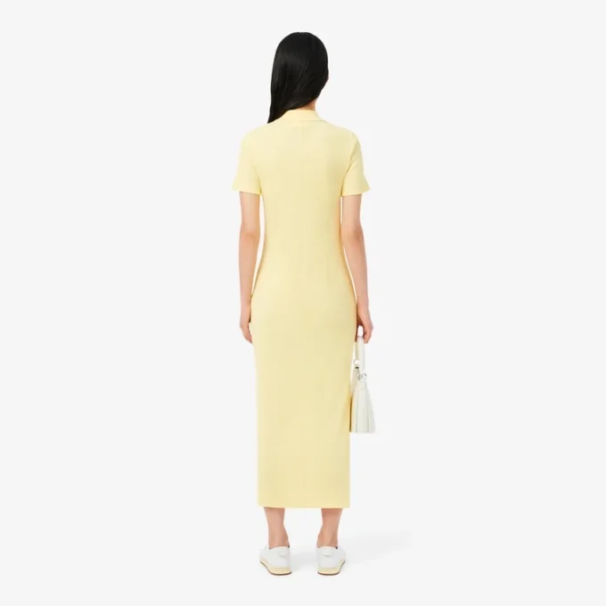 Abito polo lungo da donna in cotone a costine Abito polo lungo da donna in cotone a costine