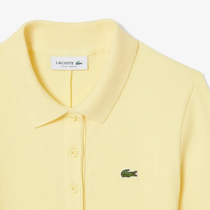 Abito polo lungo da donna in cotone a costine Abito polo lungo da donna in cotone a costine