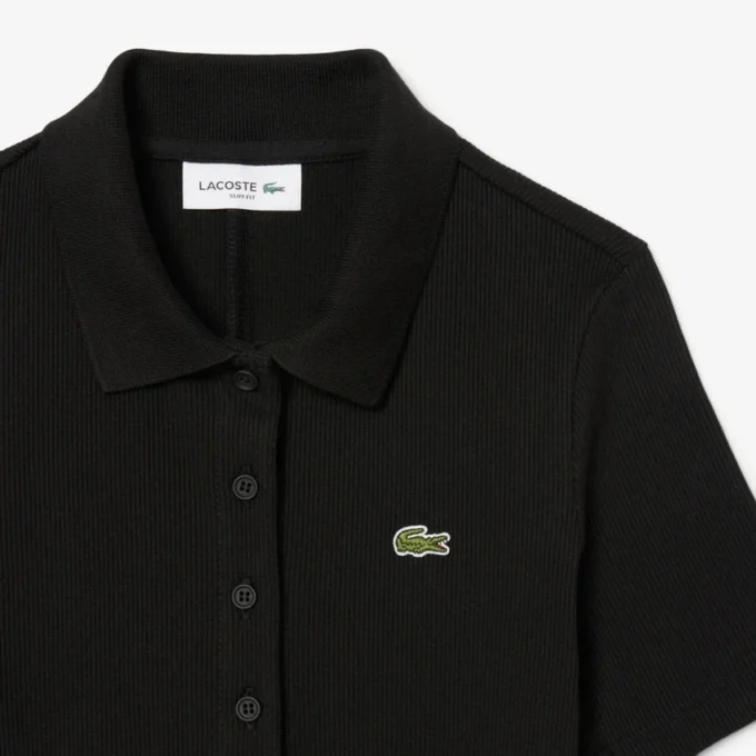Abito polo lungo da donna in cotone a costine Abito polo lungo da donna in cotone a costine
