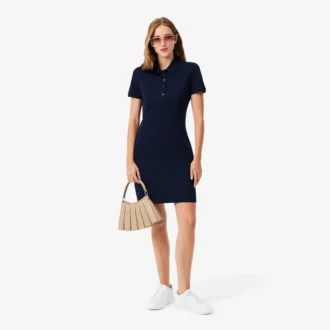 Abito polo mini in piqué elasticizzato slim fit da donna