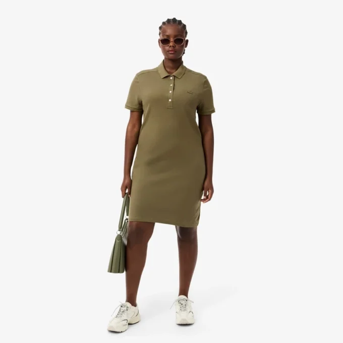 Abito polo mini in piqué elasticizzato slim fit da donna Abito polo mini in piqué elasticizzato slim fit da donna