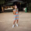 Abito polo Petit Piqué a righe senza maniche Abito polo Petit Piqué a righe senza maniche