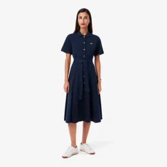 Abito polo svasato da donna in mini-piqué