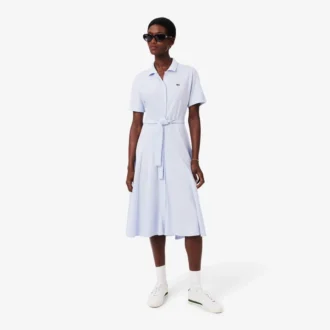 Abito polo svasato da donna in mini-piqué