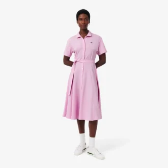 Abito polo svasato da donna in mini-piqué