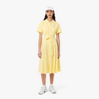Abito polo svasato da donna in mini-piqué