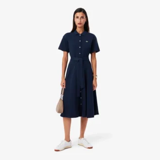 Abito polo svasato da donna in mini-piqué