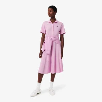Abito polo svasato da donna in mini-piqué