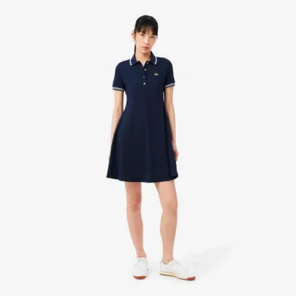 Abito skater da donna con colletto Polo elasticizzato