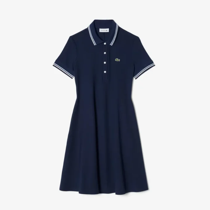 Abito skater da donna con colletto Polo elasticizzato Abito skater da donna con colletto Polo elasticizzato