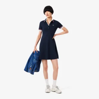 Abito skater da donna con collo Polo elasticizzato