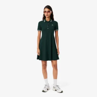 Abito skater da donna con collo Polo elasticizzato