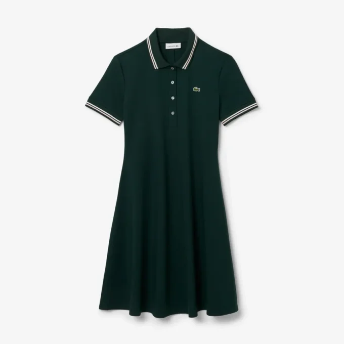 Abito skater da donna con collo Polo elasticizzato Abito skater da donna con collo Polo elasticizzato