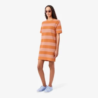 Abito T-shirt in maglia a rete a righe