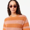 Abito T-shirt in maglia a rete a righe Abito T-shirt in maglia a rete a righe