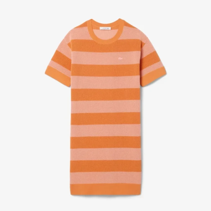 Abito T-shirt in maglia a rete a righe Abito T-shirt in maglia a rete a righe