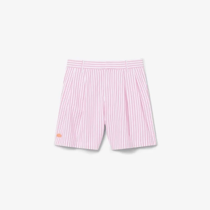 Bermuda a righe in tessuto Oxford elasticizzato Bermuda a righe in tessuto Oxford elasticizzato