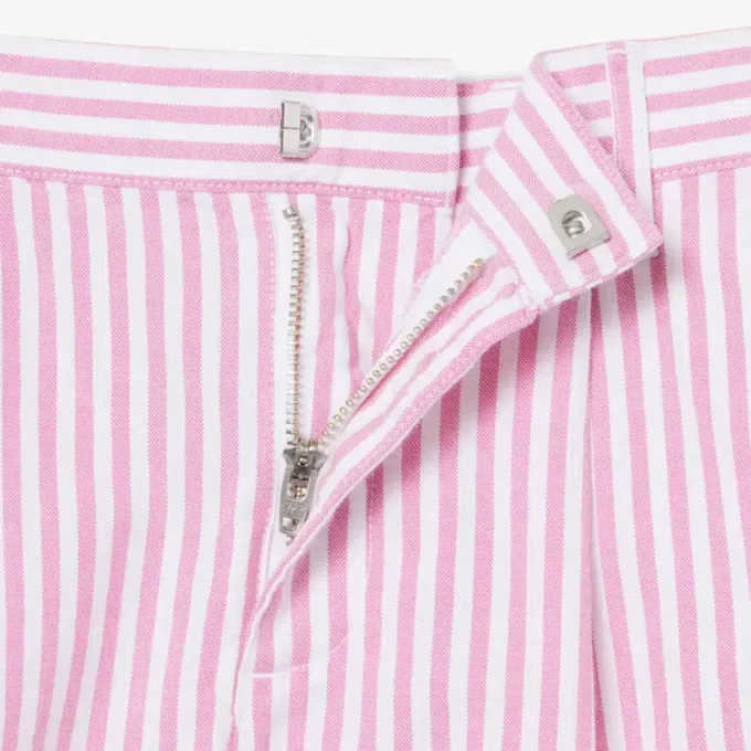 Bermuda a righe in tessuto Oxford elasticizzato Bermuda a righe in tessuto Oxford elasticizzato