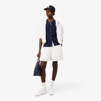 Bermuda oversize in The Blend of linen and cotton from a fluid line