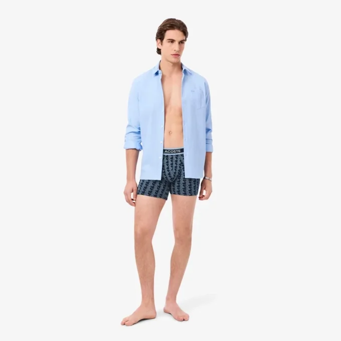 Boxer da uomo in jersey di cotone elasticizzato con monogramma Boxer da uomo in jersey di cotone elasticizzato con monogramma