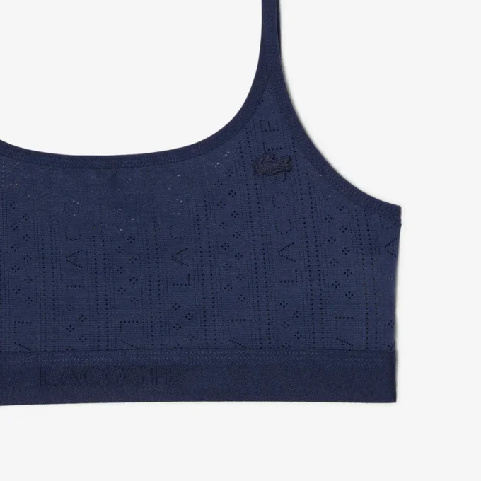 Bralette con logo in punto di rete Bralette con logo in punto di rete