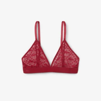 Bralette triangolare con pizzo e logo