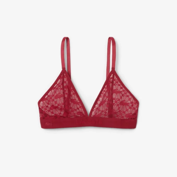 Bralette triangolare con pizzo e logo Bralette triangolare con pizzo e logo