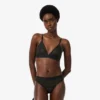 Bralette triangolare con pizzo e logo Bralette triangolare con pizzo e logo
