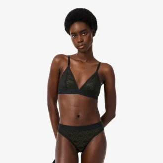 Bralette triangolare con pizzo e logo