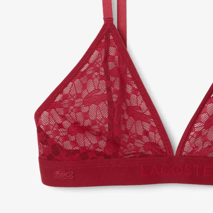 Bralette triangolare con pizzo e logo Bralette triangolare con pizzo e logo