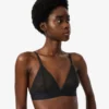 Bralette triangolare con pizzo e logo Bralette triangolare con pizzo e logo