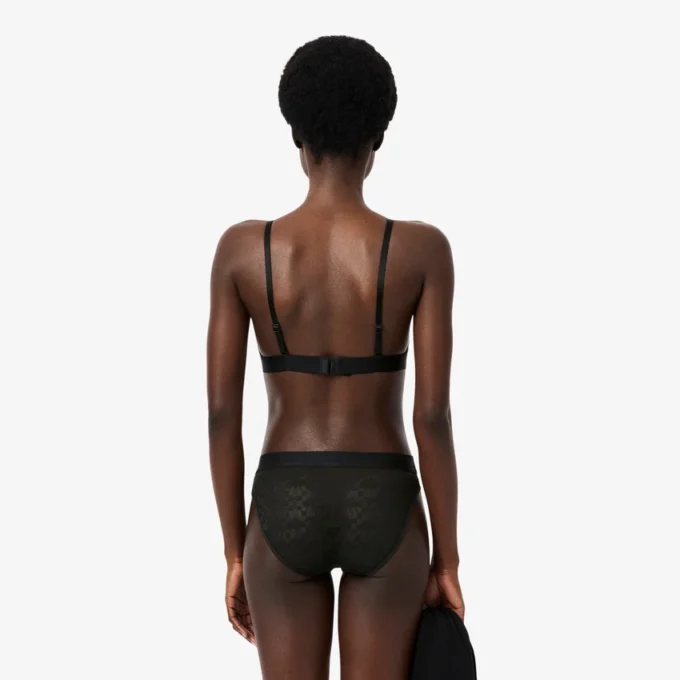 Bralette triangolare con pizzo e logo Bralette triangolare con pizzo e logo