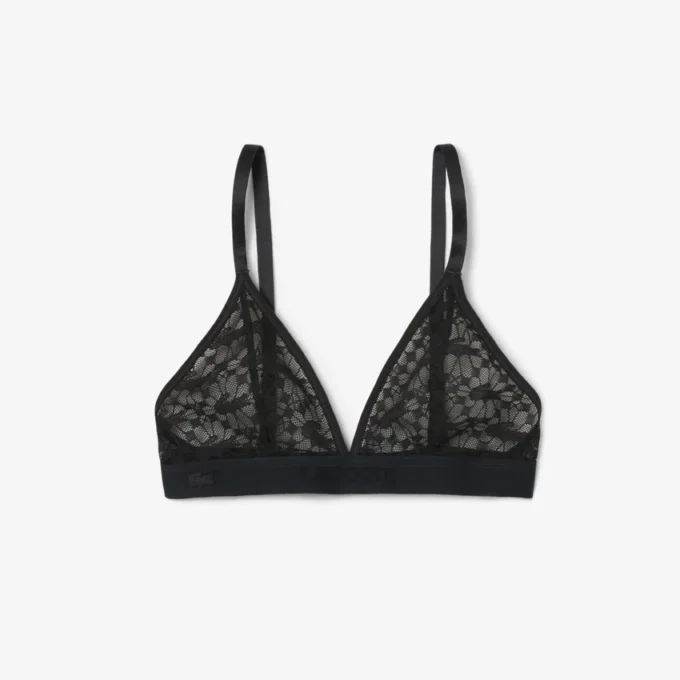 Bralette triangolare con pizzo e logo Bralette triangolare con pizzo e logo