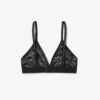 Bralette triangolare con pizzo e logo Bralette triangolare con pizzo e logo