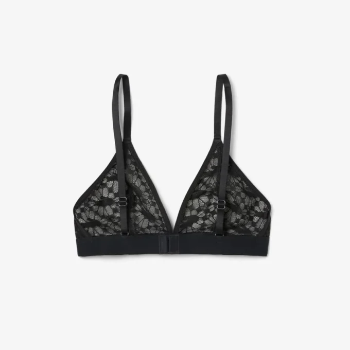 Bralette triangolare con pizzo e logo Bralette triangolare con pizzo e logo