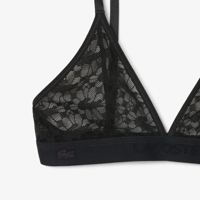Bralette triangolare con pizzo e logo Bralette triangolare con pizzo e logo